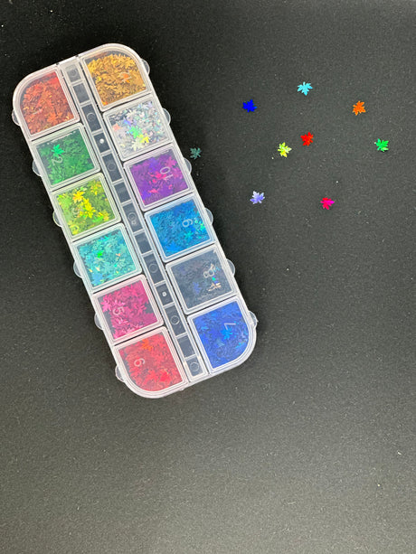 Reflective Leaves Sequins Nail Glitter - 12 Styles Box #2