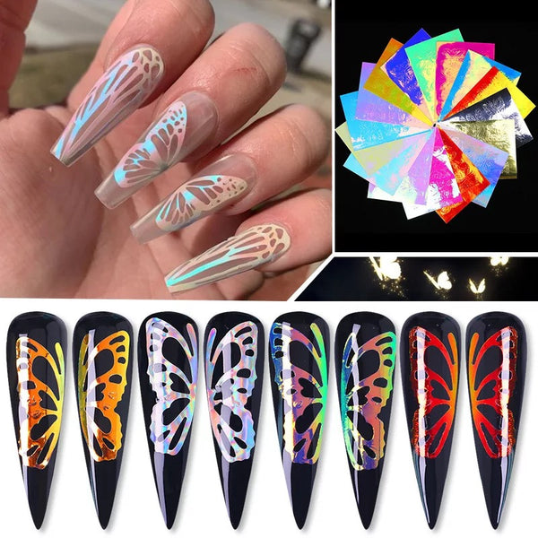 Flame Reflections Nail Stickers – 32 Sheets Self-Adhesive Holographic Fire  Flame, Turtle Leaf and Butterfly Nail Art Decals. 3D Vinyls Stencil Foils  for DIY Nails Manicure in Bahrain | Whizz Stickers & Decals