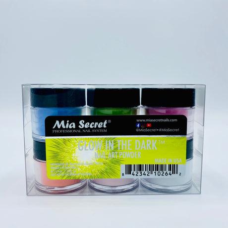 Glow In The Dark Nail Art Powder Collection 6pcs