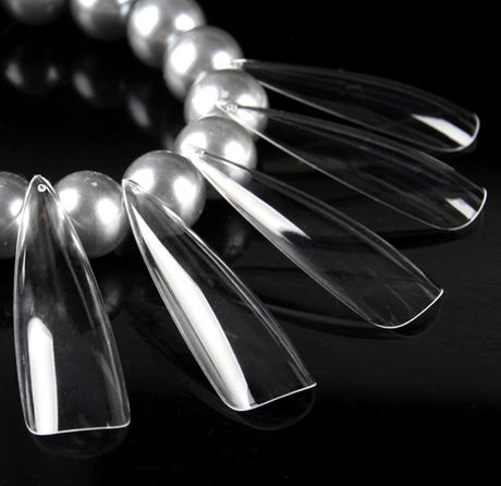 Full Cover 3XL Stiletto  Clear Nail Tips Bag 0 to 11 - 360pc