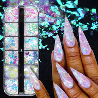 Aurora Flakes Sequins Nail Glitter - 12 Styles Box
