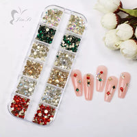 3D Flat Rhinestone  Box  Mix Color - 12 Grip