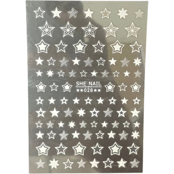 Nail Sticker - 028 White Stars