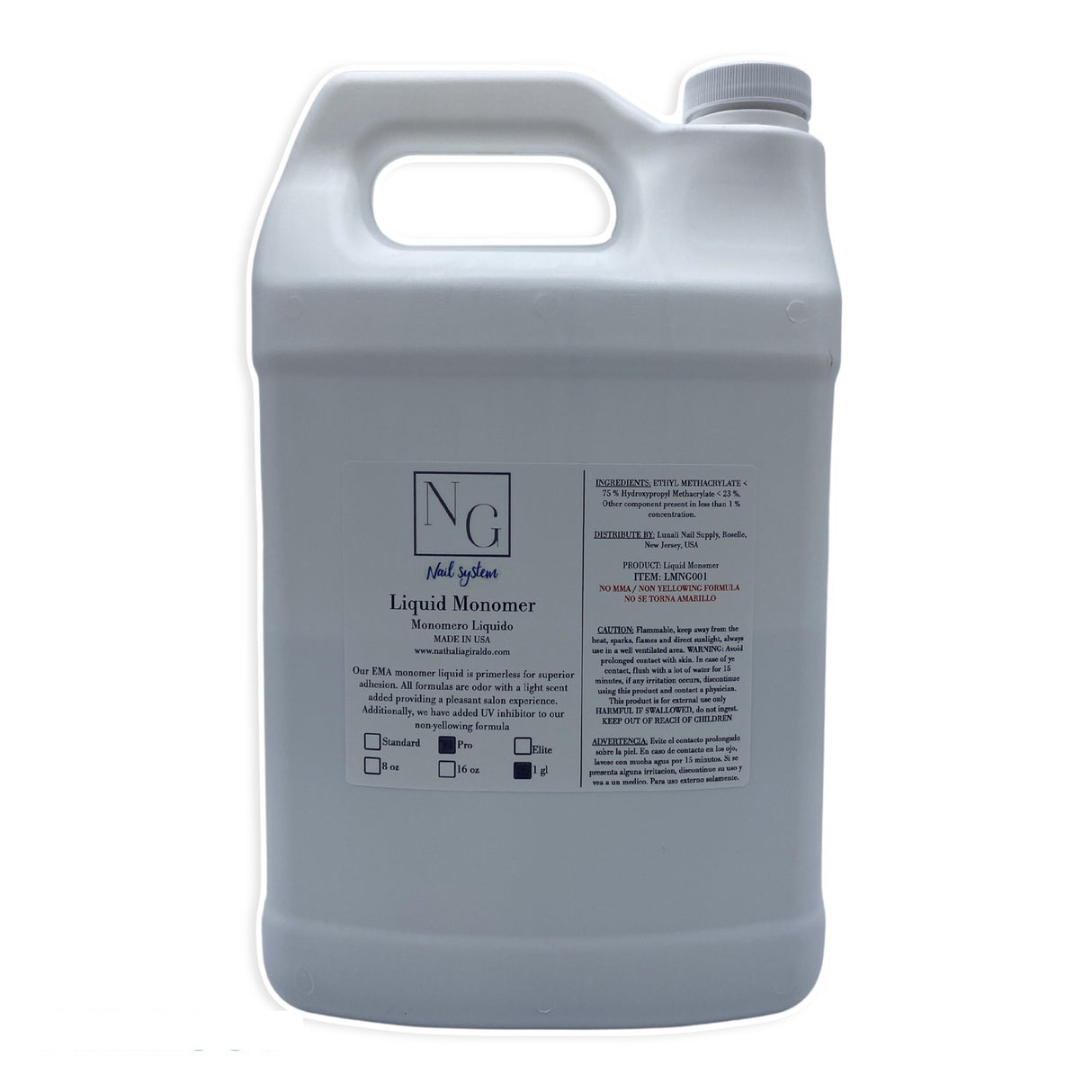 NG Nail System - Medium Dry Monomer 128oz (No MMA)