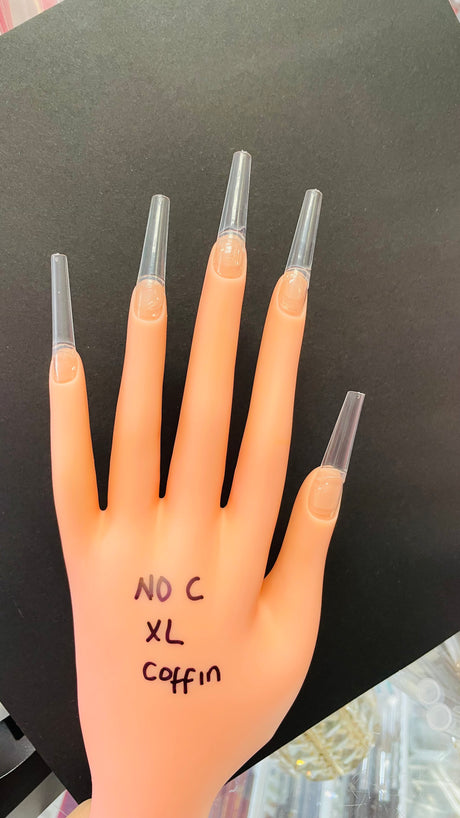 XL NO C Coffin Clear Acrylic Nail Tips - Bag 500 pc