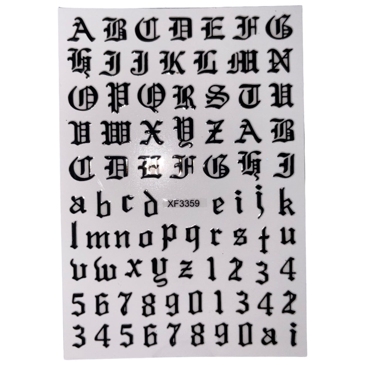Nail Sticker - XF3359 Black Letters