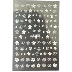 Nail Sticker - 005 White Flowers