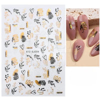 Nail Sticker - Black & Gold Leaves - STZ-SJ006