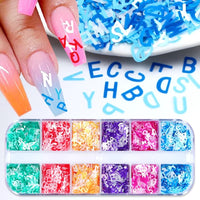 Letter Sequins Nail Glitter - 12 Styles Box