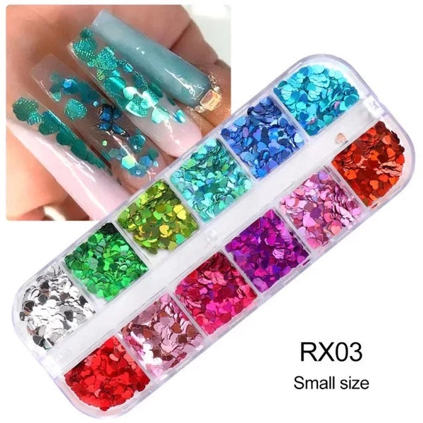 Heart Shape Nail Sequin - 12 Styles Box - #2