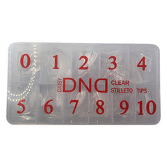 Stiletto Nail Tips Box 0 to 10 – Clear DND