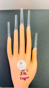 NO C Curve 3XL  Coffin Clear Acrylic Nail Tips Bag 5O4 pc