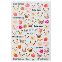 Decal Nail Sticker -XF3091 Cute Bear