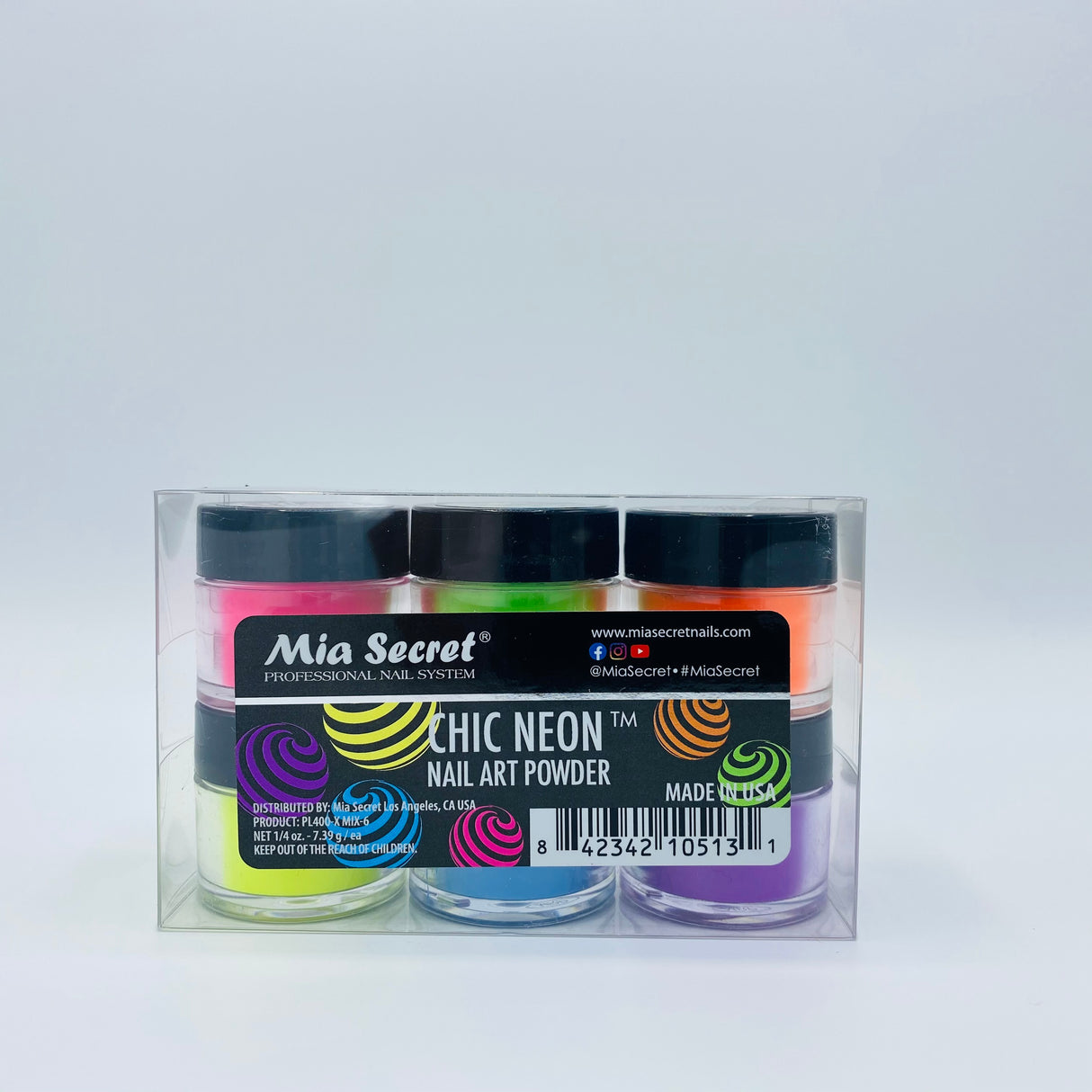 Chic Neon Nail Art Powder Collection 6pcs