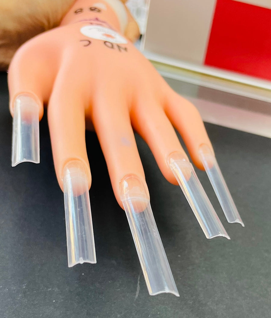 3XL NO C Curve Square Clear Nail Tips - Bag 5O4pc