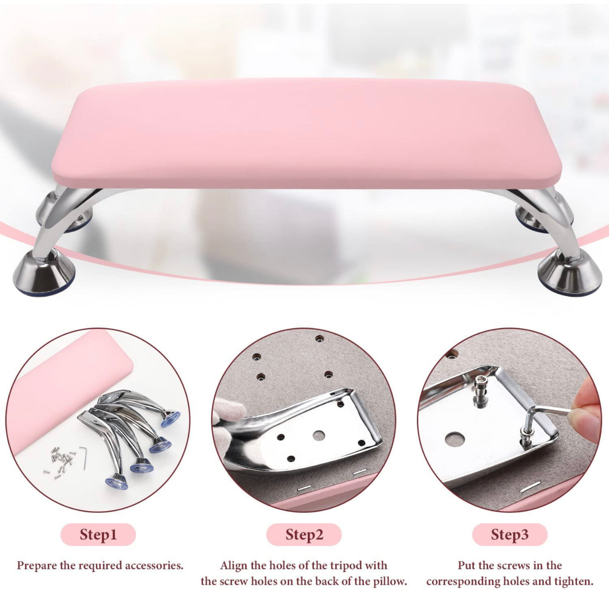 Leather Nail Hand Rest - Pink