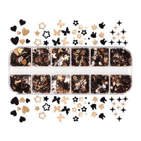 Sequin Gold & Black - Mix Shape & Colors 12pc