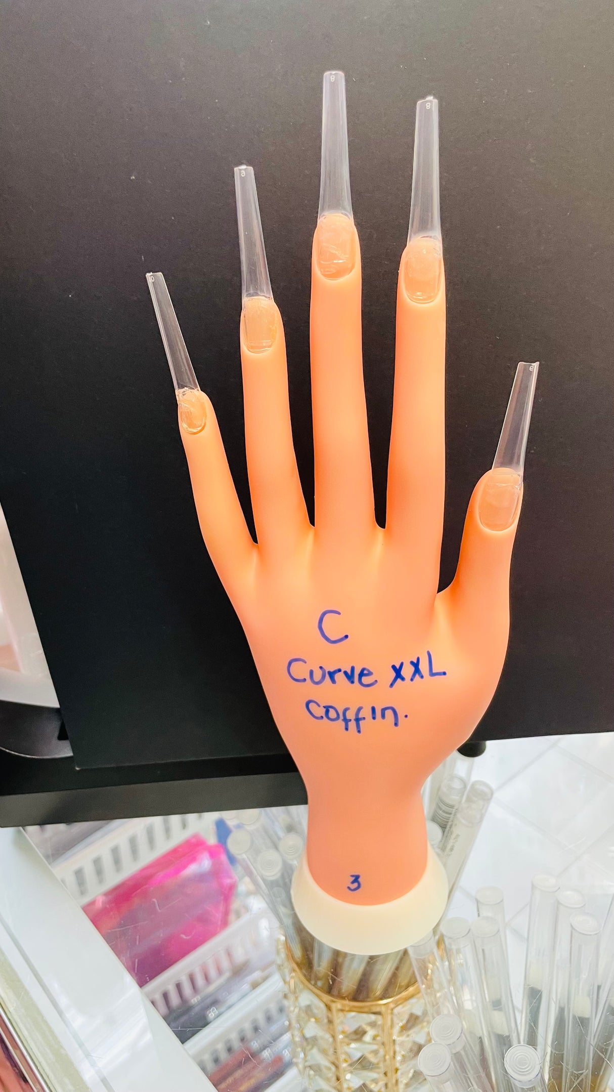 XXL C Curve Coffin Clear Acrylic Nail Tips Bag - 500pc